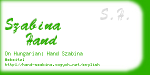 szabina hand business card